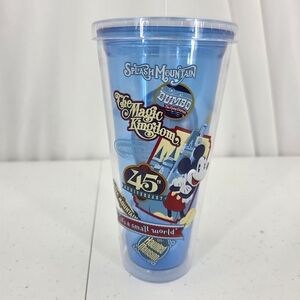 New Walt Disney World Magic Kingdom 45th Anniversary Tumbler With Lid And Straw.